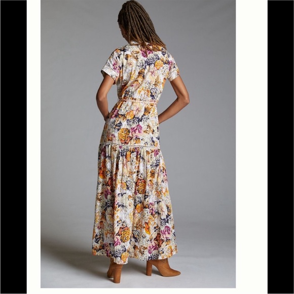 NWT Anthropologie Barok Floral Crochet Button Down Maxi Shirt Dress Size S/M - Picture 3 of 10